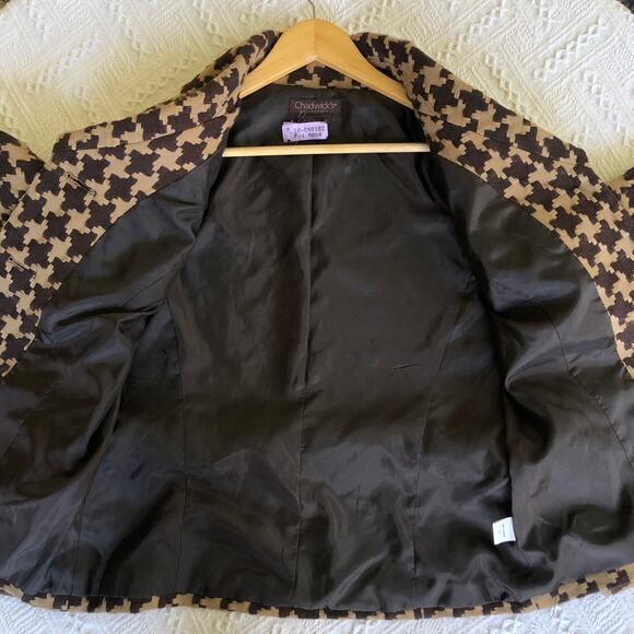 Vintage Chadwick's Collection Houndstooth Blazer Coat 10 (M) 90s Classic Preppy - Picture 8 of 12